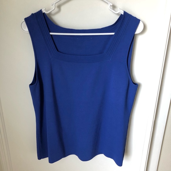 Square Neck Sleeveless Tank Top Blue Large L - Picture 1 of 9